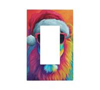 Lion portant un chapeau de Père Noël avec lunettes de soleil - Plaque murale - Plaque murale à bascule unique - Décoration pour la maison, la cuisine, la salle de bain