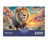 Lion promenad Puzzle 1000 Pièces Impression Nette Famille Soleil couchant Lion Concentration Durabilité Pièces Solides Renforce La Famille Intellectuel 70x50cm/1000pcs