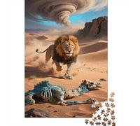 Lion Puzzle 1000 Pièces Cadeau Unique Tempête de Sable du désert Défi Jouet À De Qualité Supérieure Peinture Art pour Adultes Et Enfants 1000pcs (75x50cm)