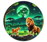 Lion Puzzle 1000 Pièces Familial Pression Réduite Animaux puissants Puzzle Rond Jeu D'Intelligence Adultes Et Enfants À Partir De 12 Ans1000pcs (67.5x67.5cm)
