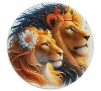 Lion Puzzle 1000 Pièces Familial Pression Réduite bête of Prey Puzzle Rond DIY Adultes Et Enfants À Partir De 12 Ans1000pcs (67.5x67.5cm)