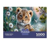 Lion Puzzle Classique 1000 Pièces Prairie de pissenlits pour Couples Relaxation Mentale Divertissement Familial Cadeau d'anniversaire 70x50cm/1000pcs