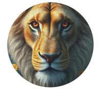 Lion Rond Puzzle 68 Pièces Wildlife Adultes Enfants Forme d'animal Encastrement Parfait Qualité Premium Artistique Art Activité Artistique Murale 68 PCS