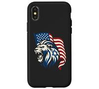 Lion Rugissant avec Drapeaux des États-Unis et d'Israël - United Support Coque pour iPhone X/XS