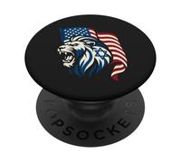 Lion Rugissant avec Drapeaux des États-Unis et d'Israël - United Support PopSockets PopGrip Adhésif