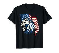 Lion Rugissant avec Drapeaux des États-Unis et d'Israël - United Support T-Shirt