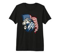 Lion Rugissant avec Drapeaux des États-Unis et d'Israël - United Support T-Shirt Haut de Gamme