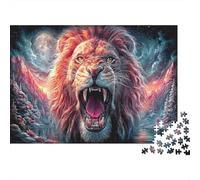 Lion Rugissant dans la Nuit de Montagne Jigsaw Puzzle 1000 Piece Picture Puzzle Faune Sauvage Whole Family Activité en Famille Détente 70x50cm/1000pcs