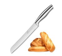 LION SABATIER - Couteau à Pain ORYS - 20 cm - Lame et Manche en Inox - Conçu pour Trancher Facilement Pains, Baguettes et Viennoiseries sans écraser la Mie