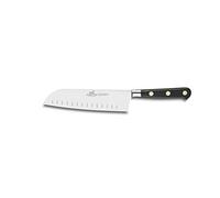 LION SABATIER - Couteau Santoku OPTIMAL 100 pour cent Forgé - Fabriqué en France - 18 cm -Lame Alvéolée Inox et Rivets Laiton - opitmal pour Trancher, Emincer et Hacher avec Précision