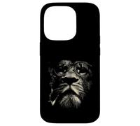 Lion Sage avec Lunettes et Pipe Félin Art Coque pour iPhone 14 Pro