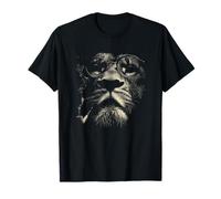 Lion Sage avec Lunettes et Pipe Félin Art T-Shirt