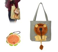 Lion Shaped Dog Bag,Cat Carrier Bag with Head Hole,Cute Lion Shaped Carrying Bag,for Small Dogs and Cats Pet Supplies (Dark Grey,Small)