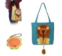 Lion Shaped Dog Bag,Cat Carrier Bag with Head Hole,Cute Lion Shaped Carrying Bag,for Small Dogs and Cats Pet Supplies (Blue,Large)