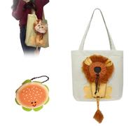 Lion Shaped Dog Bag,Cat Carrier Bag with Head Hole,Cute Lion Shaped Carrying Bag,for Small Dogs and Cats Pet Supplies (Light Grey,Small)