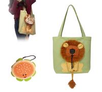 Lion Shaped Dog Bag,Cat Carrier Bag with Head Hole,Cute Lion Shaped Carrying Bag,for Small Dogs and Cats Pet Supplies (Green,Large)