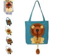 Lion Shaped Dog Bag, Lion Shaped Cat Bags, Pet Canvas Shoulder Bag. Suitable for Carrying Cats and Dogs Walks Travels (Blue,S)