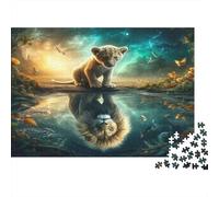 Lion-Shaped Island with Waterfalls and Forests Puzzles 1000 Pieces Cadeau Unique Jeu Éducatif Défi Jouet À De Qualité Supérieure Peinture Art pour Adultes Et Enfants À Partir De 12 Ans 70x50cm/1000pc