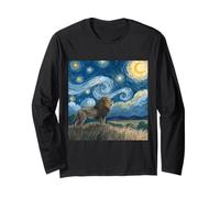 Lion sous Le Ciel étoilé Van Gogh Celestial Swirls Art Manche Longue