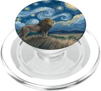 Lion sous Le Ciel étoilé Van Gogh Celestial Swirls Art PopSockets PopGrip pour MagSafe