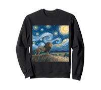 Lion sous Le Ciel étoilé Van Gogh Celestial Swirls Art Sweatshirt