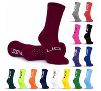 LION SPORTSWEAR Chaussettes de football antidérapantes pour homme/femme/enfant - Variété de couleurs pour correspondre à votre kit d'équipe et chaussettes à manches, bordeaux, S