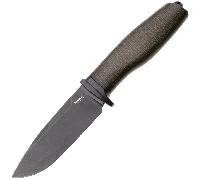 Lion Steel Couteau fixe M390 lame NOIRE, Burlap VERT, garde Ti, étui en cuir