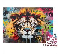 Lion Street Casse-tête 1000 Pièces avec Découpe De Précision, Jeu De Puzzles en Lot Graffiti lionpuzzle De Développement Cognitif pour Une Activité Intergénérationnell