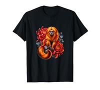Lion Tamarin Chrysanthèmes Rouges et Eucalyptus T-Shirt