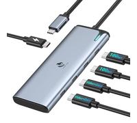 LION TEK Hub USB C vers USB C, répartiteur USB C avec double sortie vidéo de type C 4K @ 60 Hz, transfert de données 10 Gbit/s, charge PD 100 W, adaptateur double moniteur pour moniteur portable