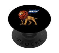 Lion Tenant Le Drapeau du Salvador Rugissant majestueux PopSockets PopGrip Adhésif