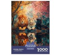 Lion Tigre and_Léopard Puzzle 1000 Pièces pour Adultes Animaux Puzzles 1000 Pièces Jeu Éduchatif Décor À La Maison 70x50cm/1000pcs