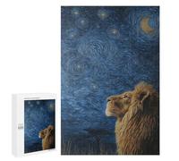 Lion Under Starry Sky Puzzle 1000 Pièces Educa Jouet en Bois Cadeau Unique Décoration Intérieure Jeu Éducatif Challenge Toy Adultes Et Enfants À Partir De 14 Ans 1000 PCS