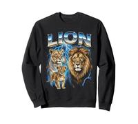 Lion Vintage 80s Retro Funny Africa Lion 90's Hommes Femmes Sweatshirt