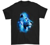 Lion Watercolour T-shirt pour homme 100 % coton, Noir , L