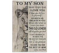Lion Wear Crown to My Son Never Forget That I Love You Love Your Mom - Plaque en métal - Décoration murale pour bar, pub, club, grotte d'homme - 20,3 x 30,5 cm
