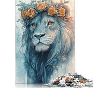 Lion with Floral Crown Puzzle 1000 Pièces Educa Jouet en Bois Divertissement Créatif Décoration Intérieure Jeu Éducatif Challenge Toy pour Adultes Et Enfants À Partir De 12 Ans 1000pcs (75x50cm)