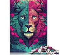 Lion with Floral Frame Puzzle Imposible,desafío Para Adultos Juego Educativo 1000 Piezas Obra De Arte De Juego De Para Adultos Y Niños Mayores De 12 Años 1000pcs (38x26cm)