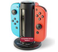 Lioncast Support de Recharge Cable Chargeur Adaptateur transmetteur Audio Bluetooth, Manette sans-Fil - Compatible avec la Nintendo Switch Accessoire Jeux-Vidéos, Gaming (Quadruple Chargeur Joy-Con)