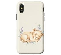 Lionceau endormi - Aquarelle Florale Mignonne - Animal de Safari Coque pour iPhone X/XS