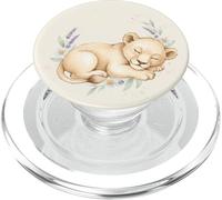 Lionceau endormi - Aquarelle Florale Mignonne - Animal de Safari PopSockets PopGrip pour MagSafe
