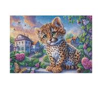 Lionceau guépard Fleur Montagne Faune Sauvage Nature Sauvage Belle Majestueux Puzzle 300 Pièces pour Adultes Amusant Stimulant Et Engageant Parfait pour Famille Et Amis Ou Hobby 300 PCS（40x28cm）