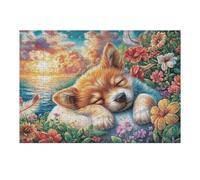 Lionceau Renard endormi Forêt Fleurie Faune Sauvage Puzzle 300 Pièces pour Adultes Agréable Amusant Et Créatif Parfait pour Loisirs Et Moments Libres 300 PCS（40x28cm）