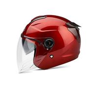 LIONCIANO Casque Adulte avec Double Visière, Boucle Sécurisée en 7 Paragraphes, Coque Abs Combinée à Une Couche Tampon Eps pour Offrir Une Meilleure Protection De Conduite(Rouge, 56-60cm)