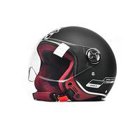 LIONCIANO Casque de Moto Adulte avec Anti Scratch Visiere, Casque Moto Demi-Jet Homme, Casque Moto et Scooter Compact Femme, Casque Semi-Ouvert Casque Jet Urbain(Noir, Transparent Lentille)