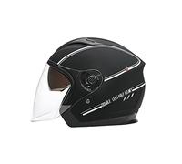 LIONCIANO Casque de Moto Adulte avec Anti Scratch Visiere, Casque Moto Demi-Jet Homme, Casque Semi-Ouvert Casque Jet Urbain Casque Moto et Scooter Compact Femme(Noir Mat)