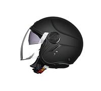 LIONCIANO Casque De Moto, ECE 22.06 Certifié Casque Semi-Ouvert Casque Jet Casque Moto Et Scooter Femme Adulte Anti Scratch Visiere(Noir Mat, L=59-60cm)