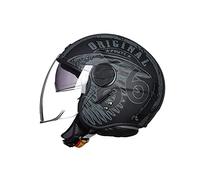 LIONCIANO Casque De Moto, ECE 22.06 Certifié Casque Semi-Ouvert Casque Jet Casque Moto Et Scooter Femme Adulte Anti Scratch Visiere(Ailes De La Liberté Noir Mat, L=59-60cm)