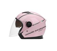 LIONCIANO Casque Jet Double Visière Rétro Scooter/Moped(Rose)
