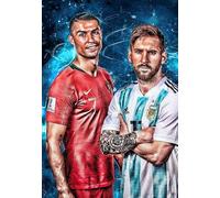 Lionel Messi Cristiano Ronaldo Affiche de joueur de football Art mural image A4